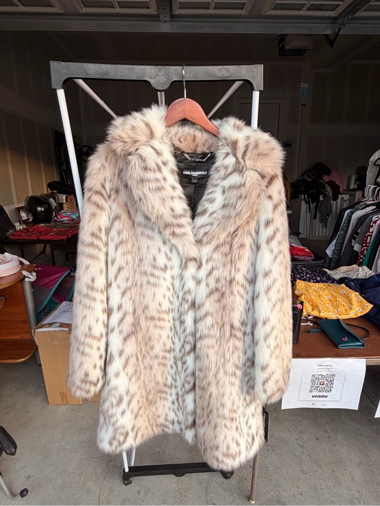 Karl Lagerfeld Jackets & Blazers - Karl Lagerfeld Cream and Light Brown Faux Fur Coat